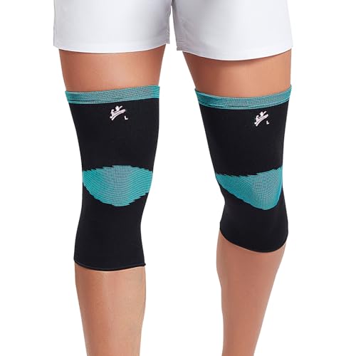 Image of Flamingo Premium Knee Cap (Pair) | Knee Support Cap for Gym, Sports, Joint Pain Relief, Exercise, Running, Cycling, Workout, Arthritis | Knee Cap for Men and Women | Color-Blue | Size-Large |