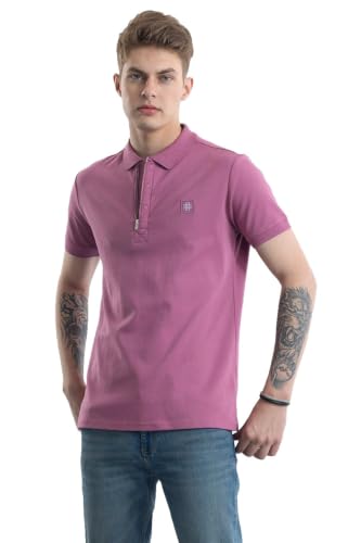 Image of SNITCH Men Polo T-Shirt | Slim Fit Design with Plain Pattern & Polo Collar | 100% Cotton Fabric for Casual Wear, College Wear & Street Style