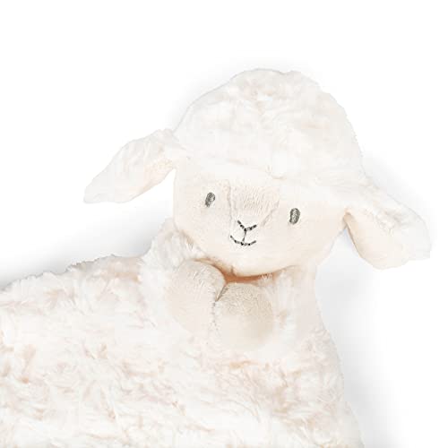 Image of DEMDACO Fuzzy White Lamb Loves Me Polyester Plush Children's Rattle Blankie