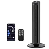 Hivento Ventilador de Torre Inteligente, alta Velocidade de 6,2 m/s, Oscilação de 70°, 3 Velocidades, 3 Modos, Controle Remoto/Por Toque/APP, Temporizador de 12H,110V