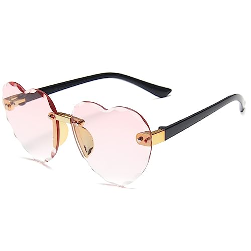 Kids Heart Sunglasses for Girls Boys Heart Shaped Sun Glasses Frameless Clear Heart Glasses Cute Eyewear