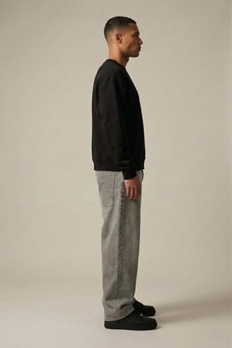 Image of Plaid&Plain Men's Baggy Jeans Wide Leg Heavyweight 100% Cotton Loose Fit