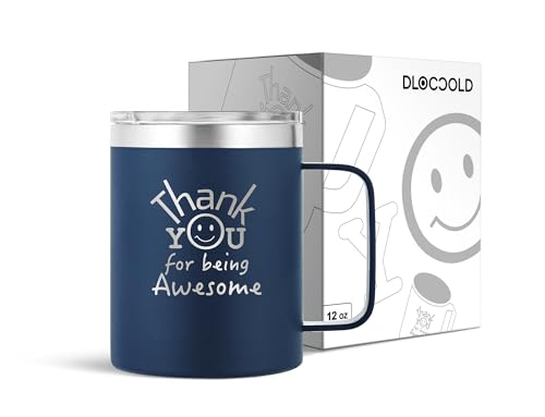 DLOCCOLD Thank You Gifts for Men, Thank You for Being Awesome Mug for Coworkers, Birthday Day Gift for Women, Employee Appreciation Valentines Day for Him, Inspirational Navy