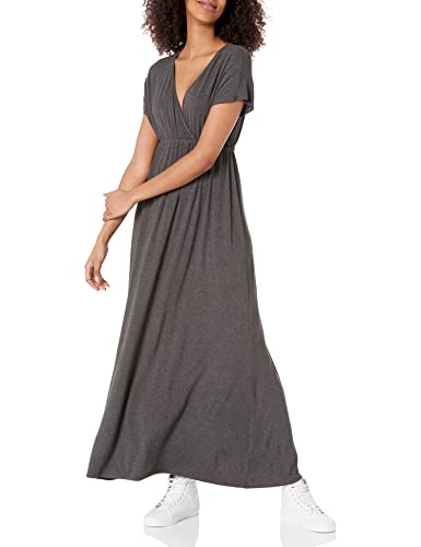 Image of Amazon Essentials Women's V Neck Short Sleeve Waisted Maxi Dress (Available in Plus Size)