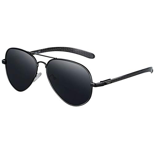 DUCO Okulary przeciwsłoneczne dla mężczyzn, okulary pilotki, polaryzacyjne, metalowa oprawka, okulary przeciwsłoneczne, damskie, uniseks, pilotki, UV400, pilot lotnik, 3025S, czarny, 52