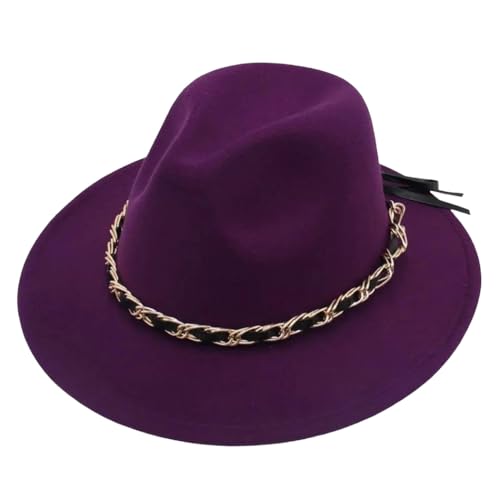 British Style Top Hat with Metal Ribbon Punk Design for Fashion Events and Outdoor Wear Purple