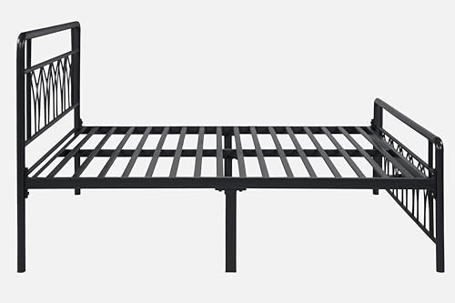 Image of Jexx Metal Queen Size Bed Without Storage | Wrought Iron Double Bed with Headboard & Footboard | Sturdy Powder Coated Platform Bed Queen Size Cot for BedroomLivingRoom Black (75x60)