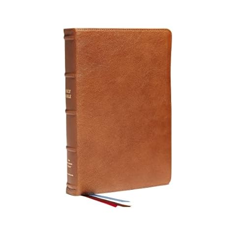 NKJV, Reference Bible, Classic Verse-by-Verse, Center-Column, Premium Goatskin Leather, Brown, Premier Collection, Red Letter, Comfort Print: Holy Bible, New King James Version Cover
