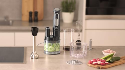 Braun MultiQuick 5 Pro MQ55755M - Electric Hand Blender with 25 Speed Levels, Easy Click System Plus, 4-Piece Accessory Set, 1000 Watt, Black