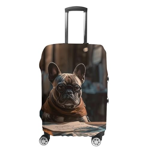 Luggage Cover Elastic Suitcase Cover Protector Washable Travel Baggage Covers Bulldog Eats Food at The Table Luggage Covers Carry On Luggage Protector Anti-scratch 19-32 Inch XL