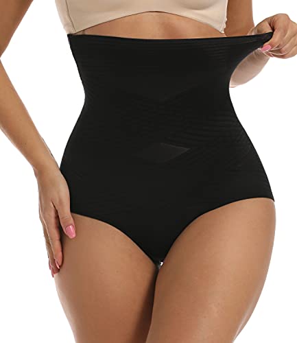 COMFREE Miederslip Damen mit Bauch Weg Effekt Miederhose Stark Formend Hohe Taille Unterhose Shaping Unterwäsche Miederpants Shapewear Nahtlose Formende Figurformende Shapepants Panty Schwarz L Cover