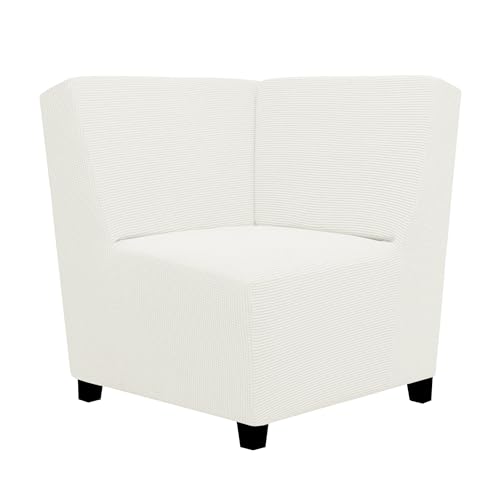 Image of Easy-Going Stretch Sectional Corner Sofa Slipcover 1-Piece Couch Sofa Cover Furniture Protector Soft with Elastic Bottom for Kids, Pet, Spandex Jacquard Fabric Cream