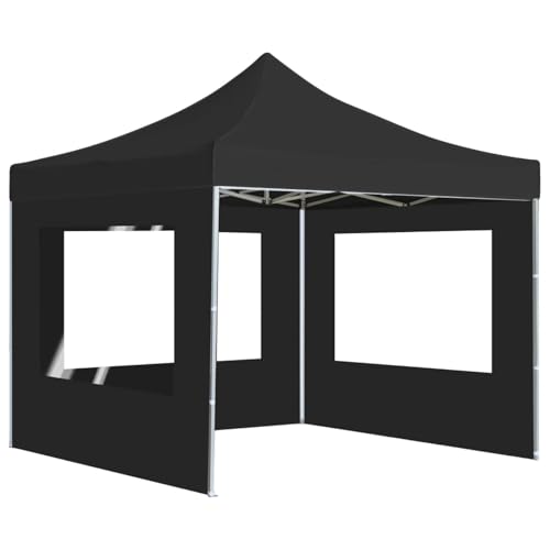 Tienda de fiesta plegable profesional con paredes de 3 x 3 m para exteriores, resistente al agua, tela Oxford, marco de aluminio, color antracita, protección UV, gazebo portátil para fiestas de jardín