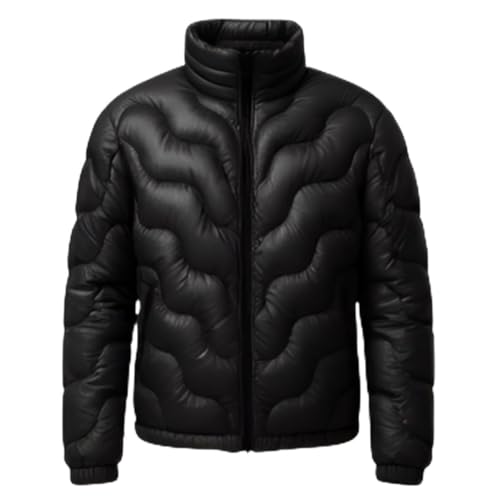 Mens Quilted Insulated Winter Coat Lambskin Leather Puffer Jacket Packable Puffer Jacket Men Puffer Parka