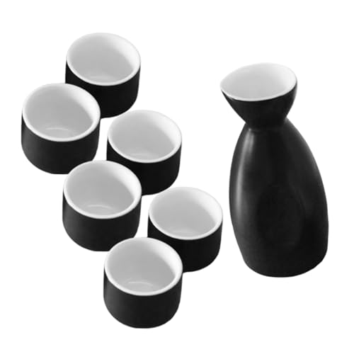 NUOLUX 伝統的な製陶磁器酒器 徳利 おちょこ 黒釉製 保温性セラミック製 清酒 酒用 向け和風酒器