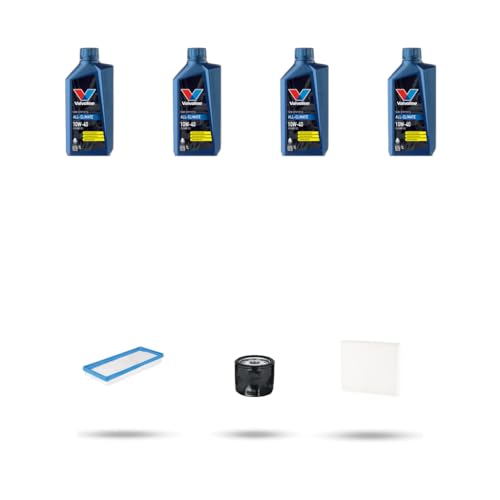 Questo Kit include : 1 filtro Aria, 1 filtro Olio, 1 filtro Abitacolo e 4 Litri di VALVOLINE All-Climate 10W-40 Engine Oil