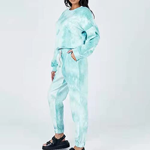Women's Tie Dye Tracksuits Sets Casual 2 Piece Outfits Crewneck Long Sleeve Sweatshirt Jogger Pants with Pockets4