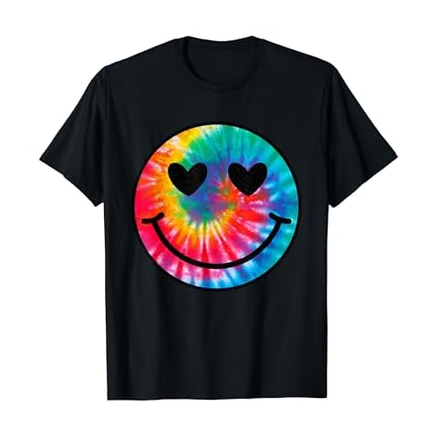 Retro Happy Face Tie Dye Checkered Pattern Smile Face Trendy T-Shirt Cover