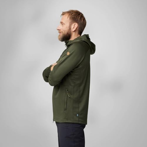 Image of Fjallraven Abisko Grid Fleece Hoodie Men's Jacket - Lightweight Breathable Stretch Grid Midlayer for Hiking Trekking Outdoor