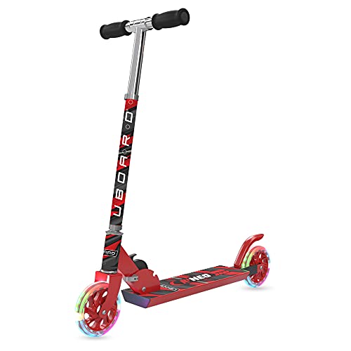 UBOARD Premium 2 Wheel Kick Scooter for Boys and Girls, Fully Fold-able, 3 Height Adjustments, Aluminium-Alloy Body, Magic LED Flashing PU Wheels – Age 3+ Years, BIS Approved