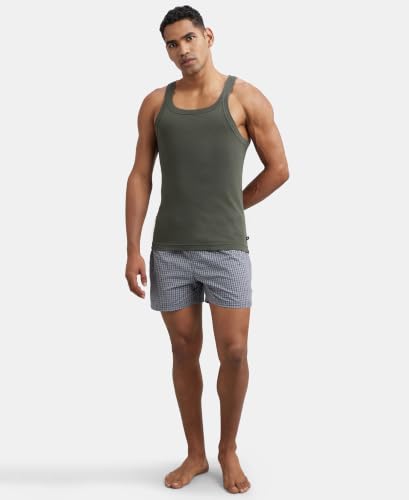 Image of Jockey US26 Men Super Combed Cotton Rib Square Neck Gym Vest