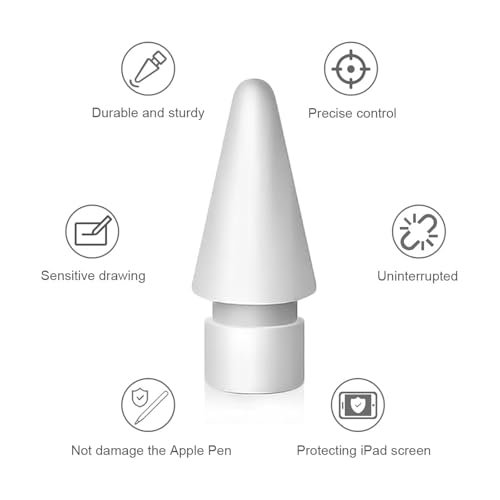 Image of 4Pcs Apple Pencil Tips Replacement for 1st /2nd Gen, USB-C & Pro - Highly Sensitive iPad Pencil Tips, Durable & Precise Nibs for iPad Pro /Mini /Air - Compatible with Apple Pencil Models