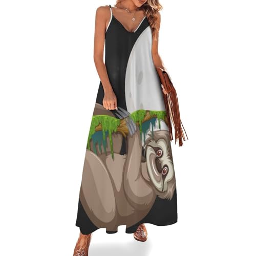Robe longue lune paresseux respirante et fluide sans manches pour un confort thermique en été