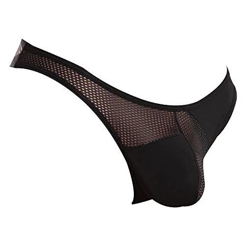 Agacio Mens Stylish G-string Fashionable Body Thong Hugging Fit Jockstrap Sheer Bikini V-Shaped Underwear Black