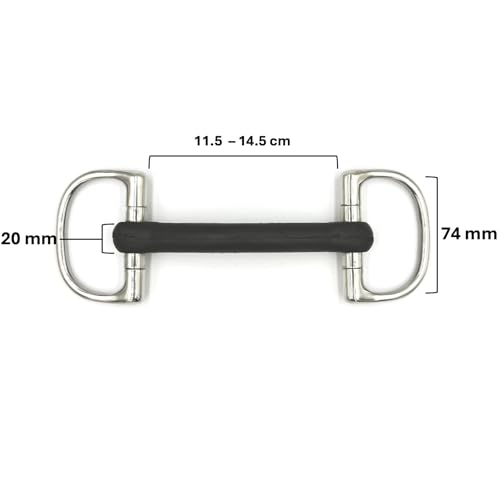 Equine Smile ES0238 Gebiss D-Ring D-Trense Stangengebiss mit Flexibel Gummi Stange Gebissstärke 20 mm (14.5 cm)