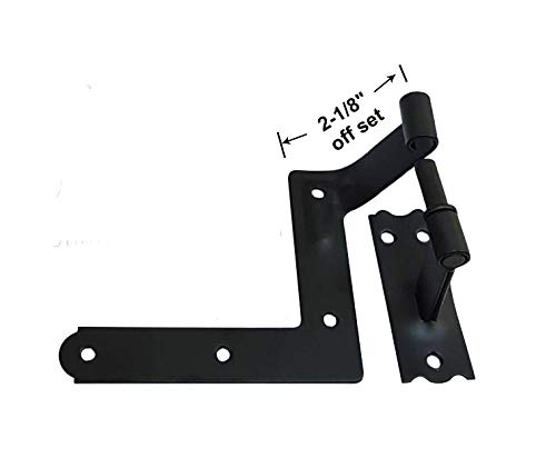 Qcaa Blind Shutter Hinge For Wood Frame & Brick, Steel, 2-1/8" Offset, Powder Coated Matte Black, 4 Pack (2 Pair), Made In Taiwan #TOP2