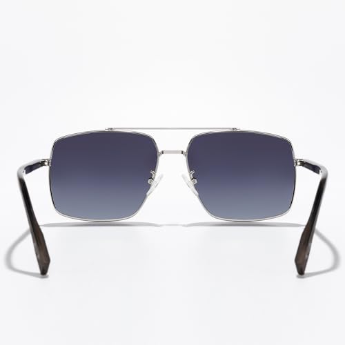 Fashion Rectangle Double Bridge Sunglasses for Men Women Retro Metal Frame for Driving Travel Beach Outdoor Activities4