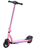 Patinete Eléctrico para Niños de 6 a 12 Años, Patin monopatin electrico Luces Arcoíris, Pantalla LED, Autonomía 15KM, Ligero y Portátil, Máxima de Carga 60 kg(Rosa)