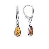Inklusive Geschenkkarton Bernstein Ohrringe von Artisana-Schmuck, Damen Ohrhänger mit Bernstein, gefasst in 925 Sterlingsilber rhodiniert