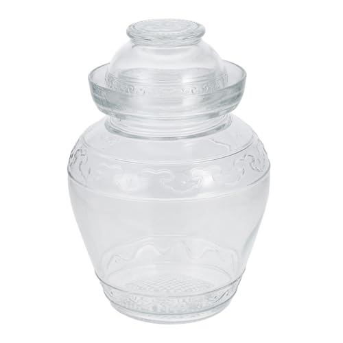 PLAFOPE Tarro de Transparente y Capacidad Adecuado para Almacenamiento en Cocina para Encurtidos con Tapa Hermética, Superficie Lisa, Diseño Moderno
