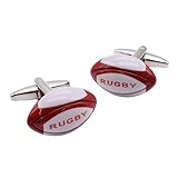 Red Rugby Ball Design Cufflinks, Presented in a Box