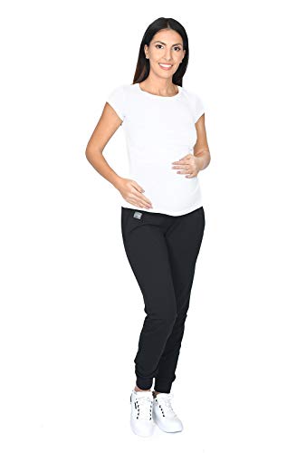 MijaCulture Casual Schwangerschaftshose Umstandshose mit Bauch-Panel Coco M003 (L, Schwarz)