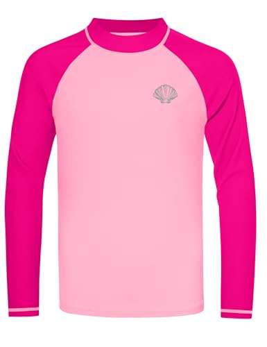 DRONIRING Boys & Girls Long Sleeve Rash Guard Swim Shirt, UPF 50+ SPF UV Sun Protection Water Shirt for Toddler Kids Youth Beach Surf Swimming