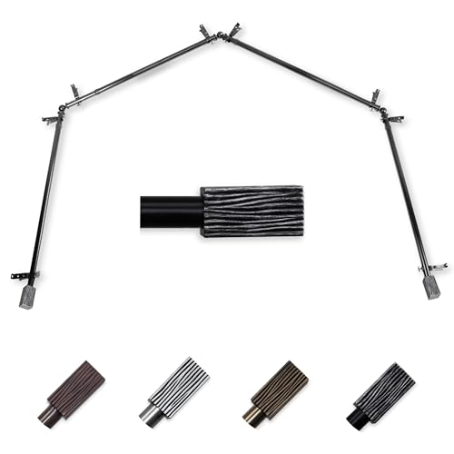 Oak 13/16' 4-Sided Bay Window Curtain Rod - Black
