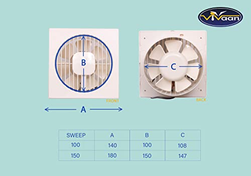Image of Vivaan Eco-Axial Air small 4 inch (100MM) silent Exhaust Fan for Kitchen, Bathroom, Cabin and Office | Round fan | Cut-out Size - Circle Diameter 108 mm, White (Eco-Axial 100 MM)