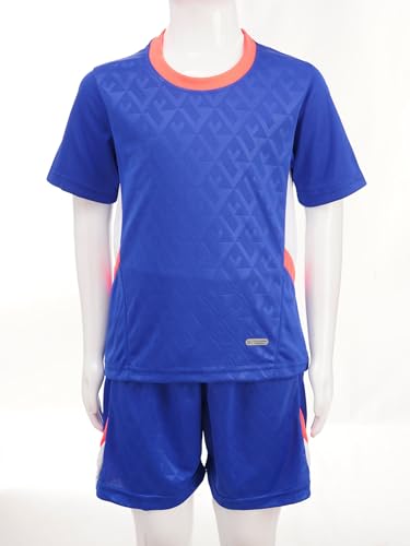Kids Boys Girls Piece Football Training Uniform Soccer Jersey Tshirts with Sports Shorts Bottom Set Tracksuit3