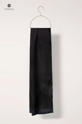 100% Silk Head Scarf for Women - 12"x27" / 30 * 170cm, Hair Scarves Satin Head Scarf Bandanas Square, Black Silk 80002