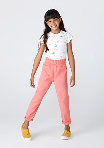 Blusa Infantil Menina Manga Curta Em Ribana Estampada Off White 012