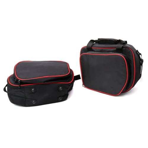 Alforjas interiores para motocicleta Chaoouyue, compatibles con Ducati Multistrada V4 y V4 S (2021), 2 unidades, tela negra con costuras rojas, cierre de cremallera miniatura 7