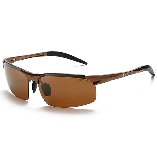 Image of grey jack Al-Mg Sports Polarized Sunglasses Classic Rectangle Half Frame Sun Glasses S8177