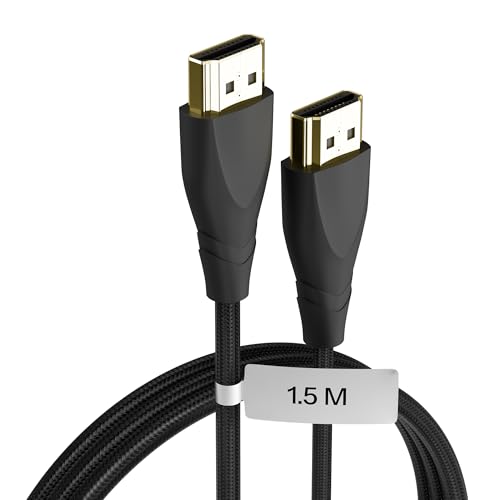 Image of Basesailor HDMI 2.1 Cable 1.5M, Ultra High Speed 48Gbps Cord with Ethernet, 8K@60Hz 4K@120Hz UHD,Dolby Vision DTS,eARC,HDR10,3D, Compatible with TV,Monitor,Laptop,PS5,Xbox & HDMI Enabled Devices