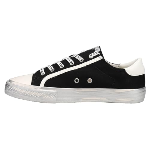 Image of Vintage Havana Womens Alive Metallic Lace Up Sneakers Shoes Casual - Black - Size 5.5 B