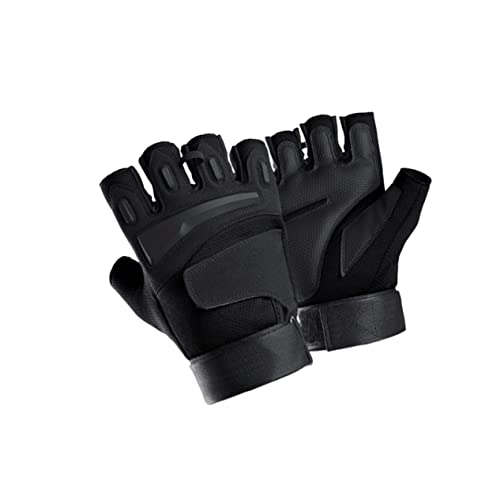 VANZACK 1Pair Comfortable Half Finger Gloves for Men Durable Fitness Riding Gloves Slip Shock Absorbing Design for Cycling Weightlifting and Outdoor Activities Black
