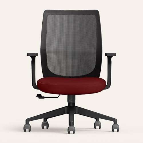 Image of Interio by Godrej Curv Premium Mesh Wide Back Ergonomic Chair for Work from Home /Study | 1 Year Warranty | Height Adjustable Chair | Heavy Duty PP Base | DIY Installation (Milan Red)