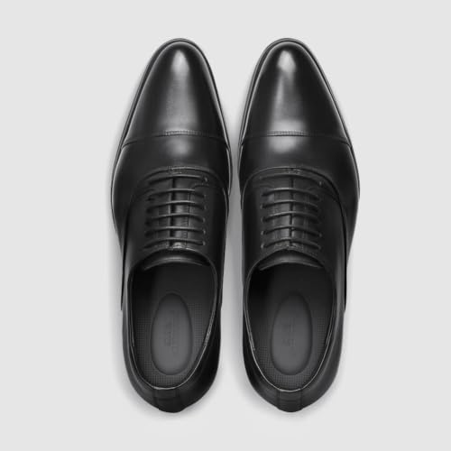Image of CHAMARIPA Men's Oxfords Elevator Shoes Invisible Height Increasing Shoes | 2.76 /3.15 Inches Taller Lace-up Oxfords with Patent Leather Breathable Calfskin Integrated Elevator Insole Business Wedding