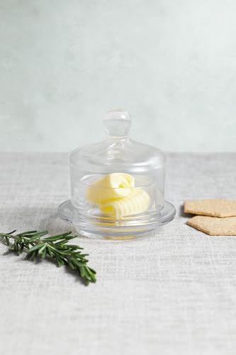 Artesà Glass Butter Dish, Small Cloche Holder with Lid for Serving Butter, Spread, Cheese, Pate and Tapenades, 9 x 9.5 cm, Clear Glass - Image 6